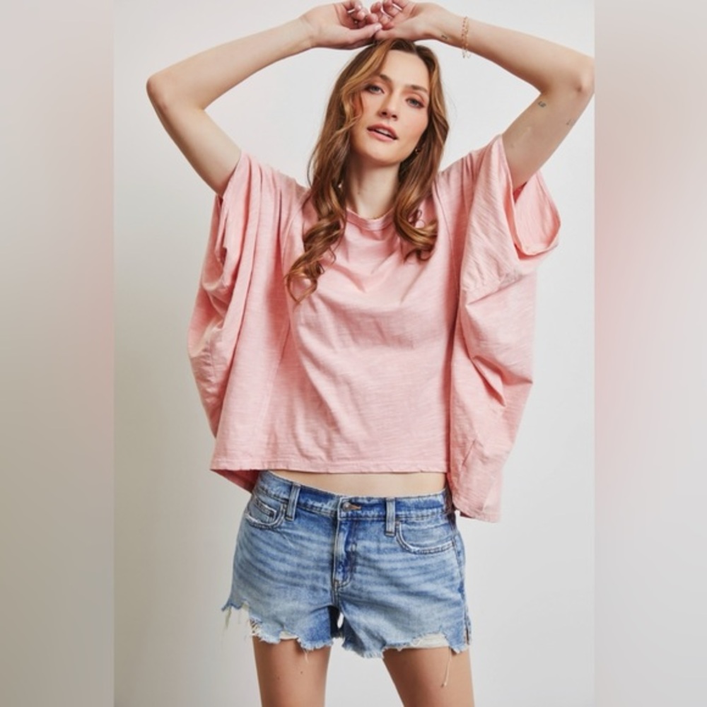 Full Size Garment-Dyed Boat Neck Oversized Top
